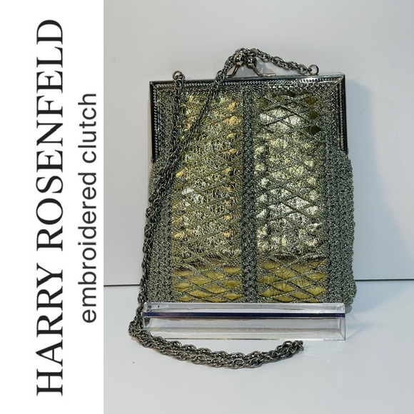 Harry Rosenfeld Vintage 1940’s Enbroidered & Chain Link Accents Evening Bag. - Picture 1 of 13